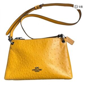 Coach Mia Mustard Ostrich Embossed Leather Crossbody .Color mustard .
